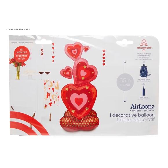 Valentine’s Day Balloon Set – Anagram AirLoonz Hearts & Bubble Balloons – 3 Pack - Picture 9 of 12